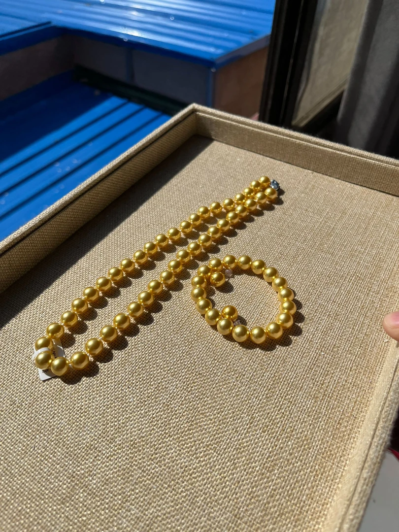 南海三件套元宝扣强光金色10mm妈妈项链XL055