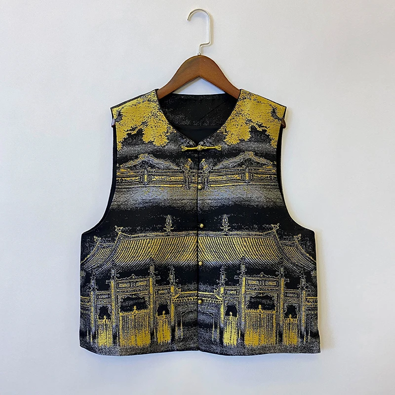 【汉宫秋月图】国风新中式织金工艺高端大气真丝时尚宋锦马甲