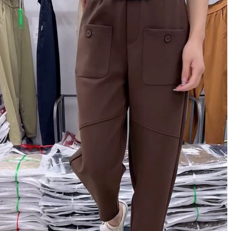 2408（裤长92）秋款卫裤秋冬加绒款小个子休闲裤运动裤哈伦裤九分裤