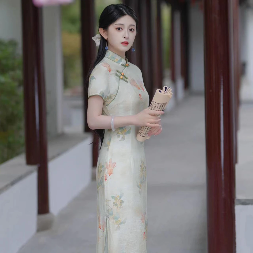 【锦鲤】高端2024新款优雅改良送考旗袍国风复古气质夏季连衣裙子