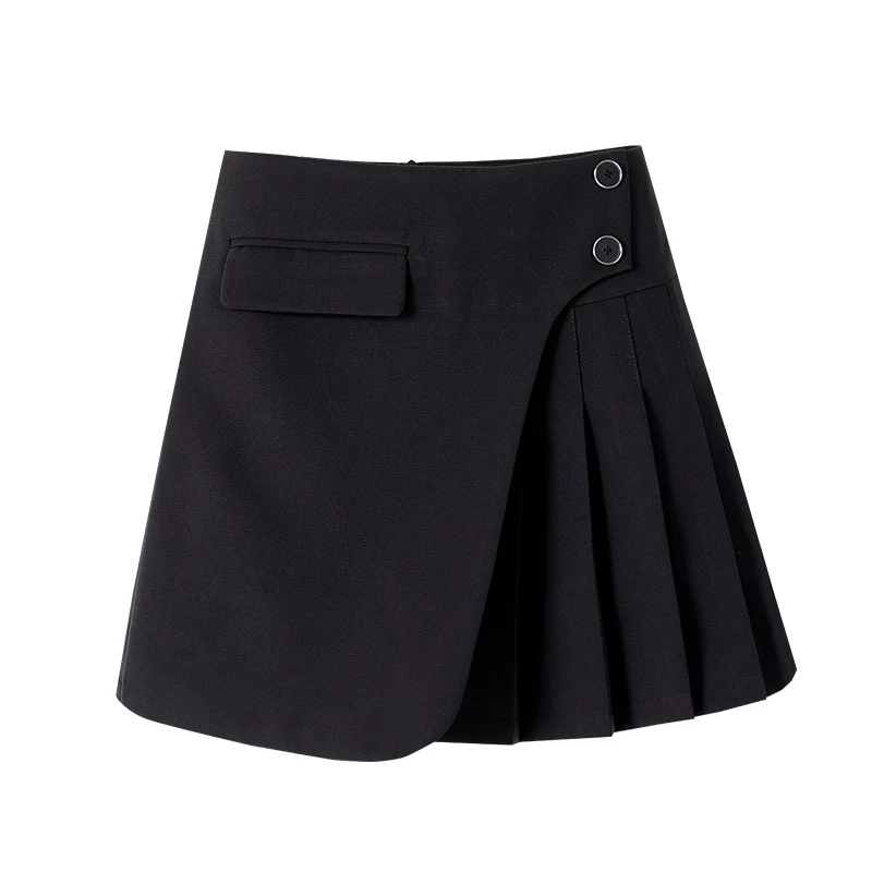 大码百褶半身裙2023新款秋冬高腰裙子胖mm遮肚显瘦不规则a字短裙