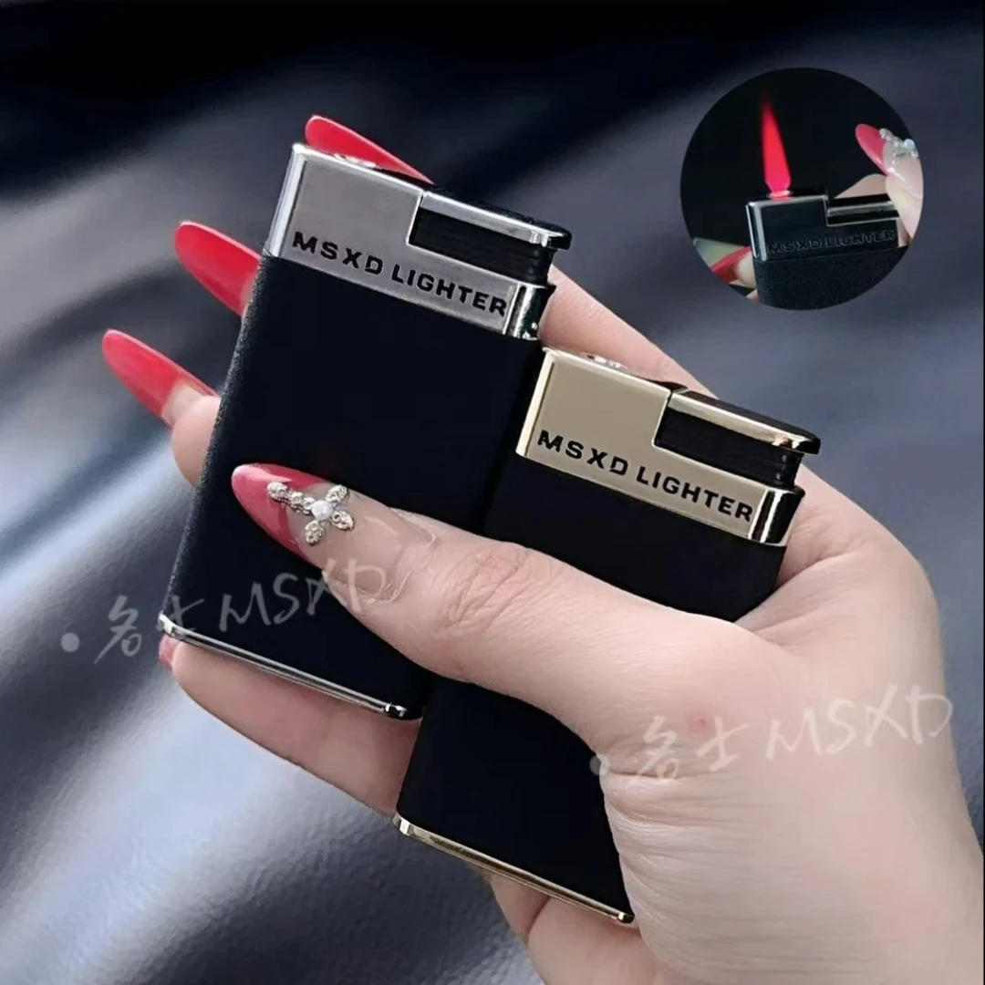 (MSXD)新款超薄高端打火机防风红焰充气经典磨砂老公礼物仪式感