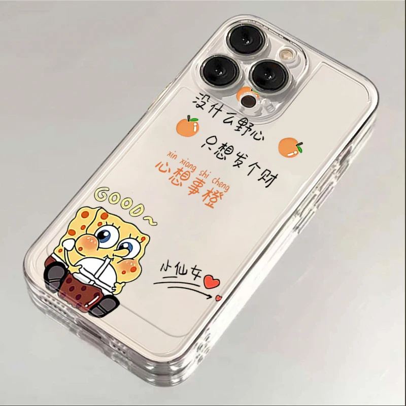 海绵宝宝苹果15手机壳iPhone14promax发财13/12太空壳11全包防摔x