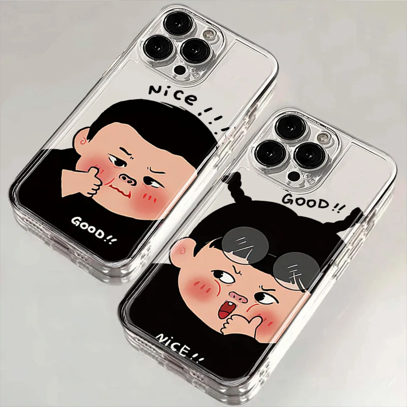 肥仔情侣苹果15手机壳iPhone14promax高级13/12透明7p/x全包防摔7