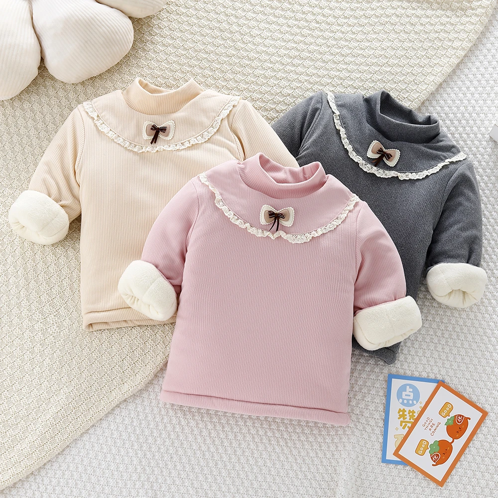 女童冬季三层加厚小棉袄夹棉棉服女宝宝半高领套头棉衣一件过冬