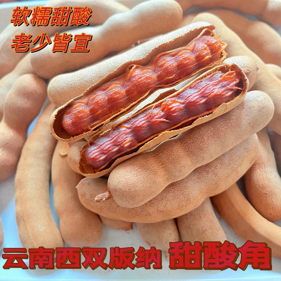 云南西双版纳特产袋装酸角新鲜甜酸角罗望子休闲零食果脯散装带壳