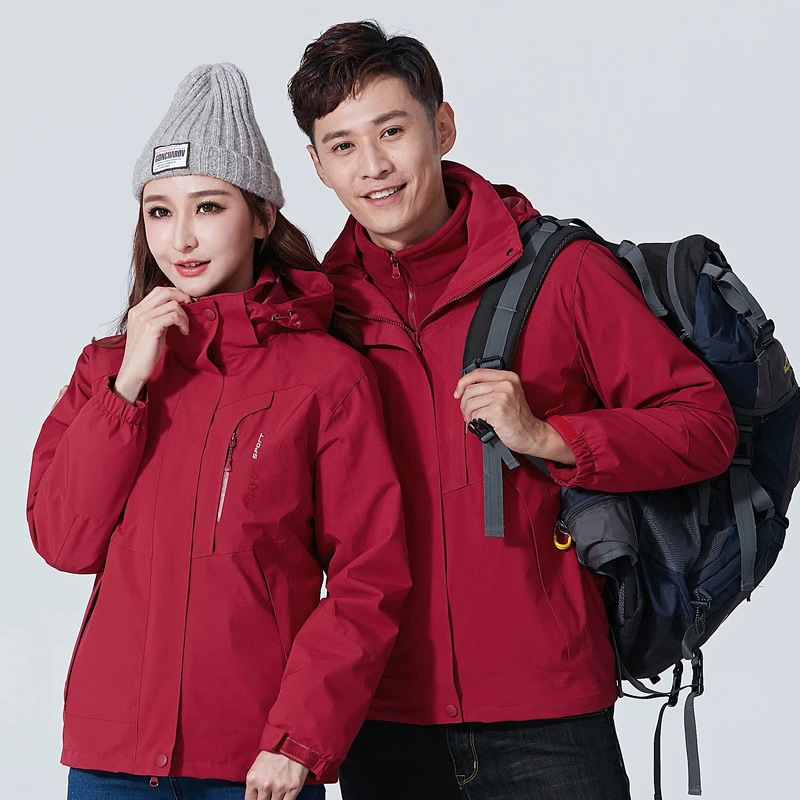 日本DB户外冲锋衣男女三合一秋冬加绒加厚防水透气进藏外套登山服