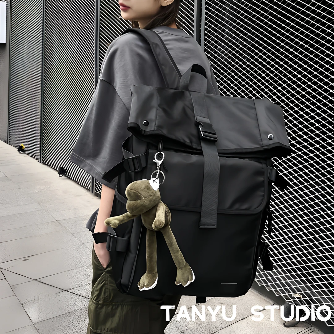 探屿大容量15.6寸电脑背包高中大学生女生手提双肩背包男纯色书包