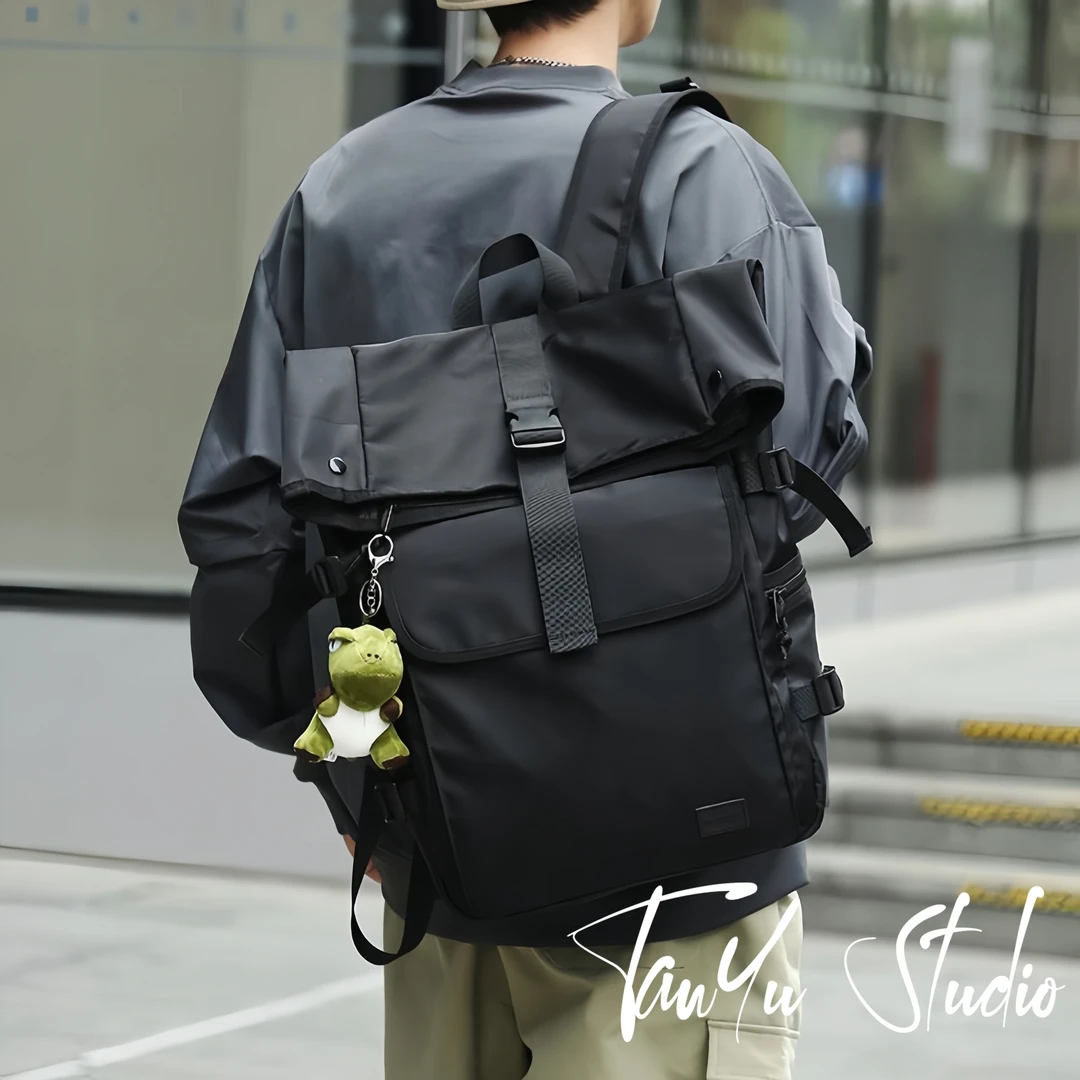 探屿双肩背包男士电脑包大学生工装书包大容量户外休闲旅行包女士