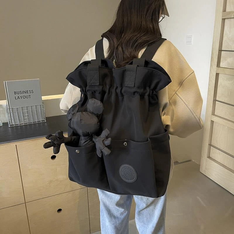 探屿大容量短途托特包旅行包女大学生行李包流行双肩包通勤单肩包