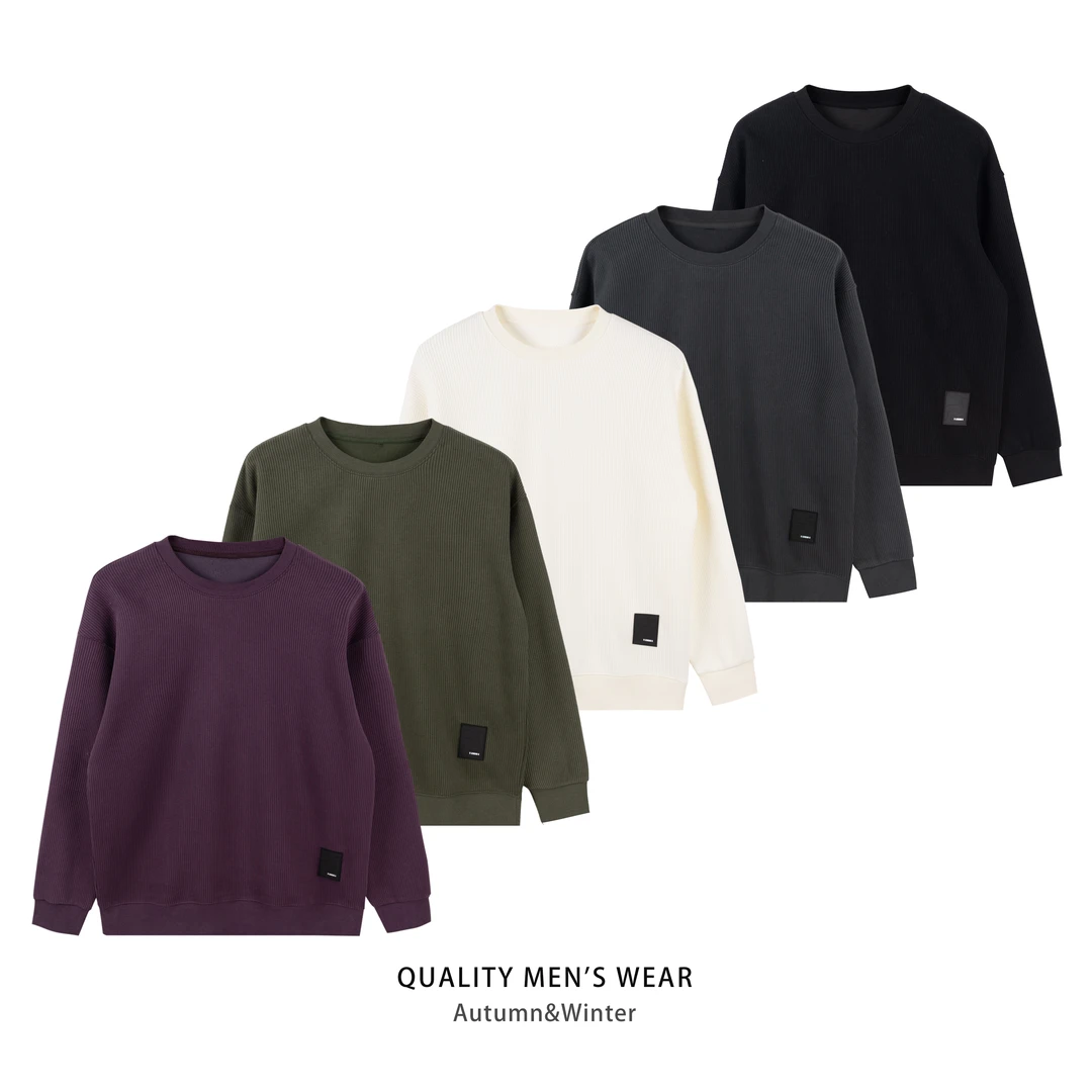 潮牌买手加绒加厚秋冬新款男士百搭休闲通勤卫衣OBX82905长袖