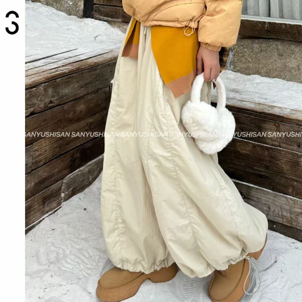 三与十三|奶芙绵绵|日系纯色休闲裤宽松阔腿抽绳休闲百搭长裤