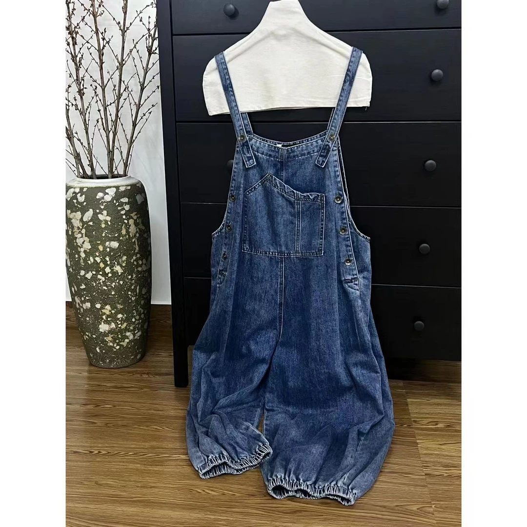 三与十三|休闲缓存站|牛仔背带裤春夏秋新款设计感小个子宽松