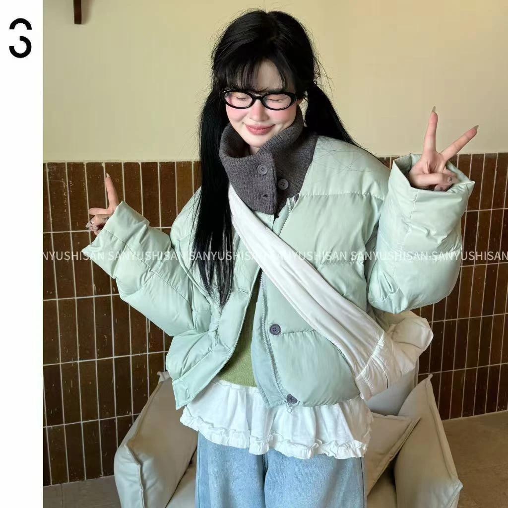 三与十三|时光旅人|秋冬时尚百搭时尚宽松厚款立领短款棉服