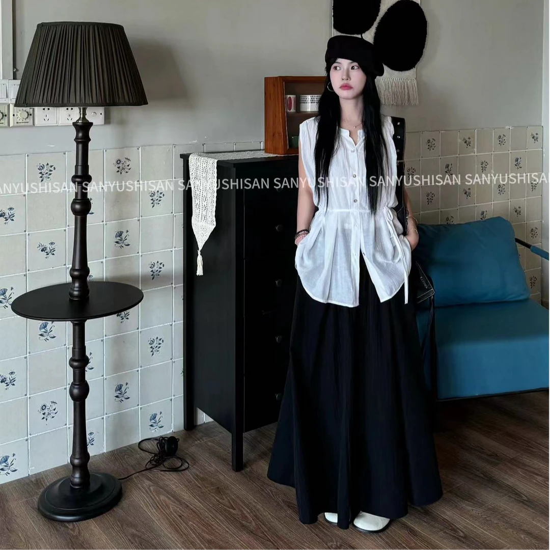 三与十三|风吹麦浪衬衫|复古无袖衬衫百搭休闲显瘦气质上衣（壹）