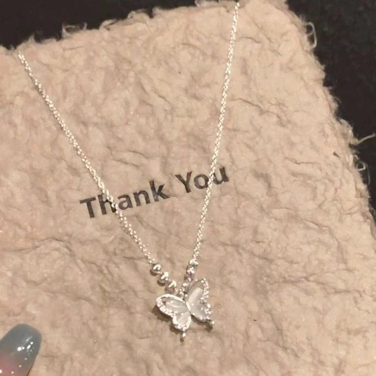 「月光诗集」冷淡风冰透蝴蝶项链精致高颜值配裙子锁骨链女