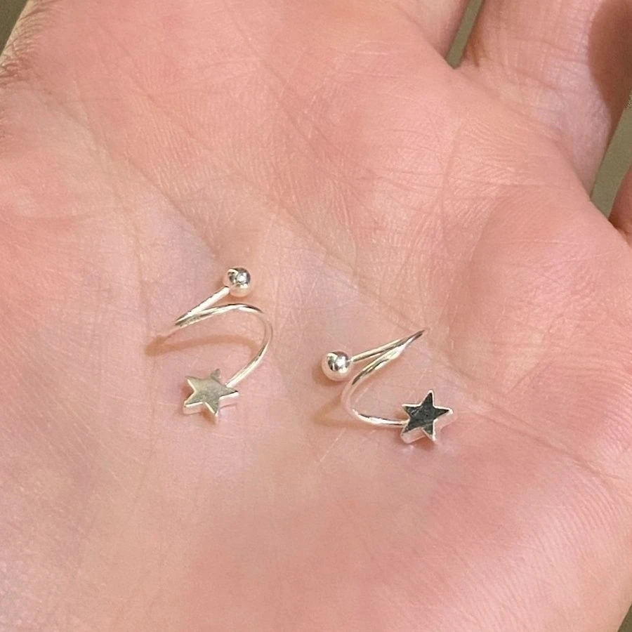 合金耳饰 养耳洞睡觉不用摘星星耳钉女螺丝耳环小众高级感耳饰