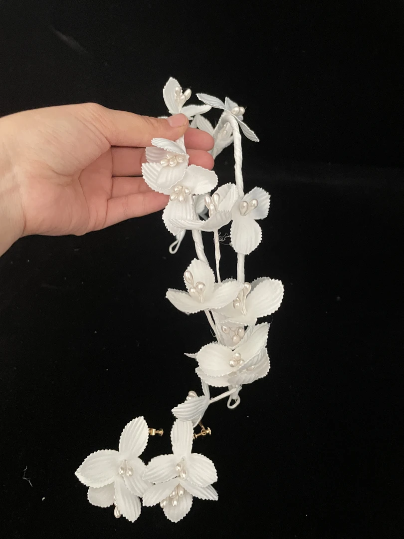 一诺新娘白纱头饰发箍带耳环耳夹款