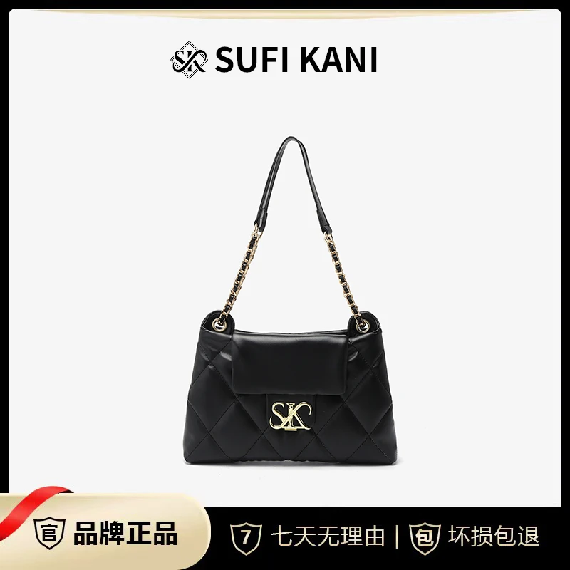 SUFI KANI 新款时尚轻奢百搭单肩斜挎包9002#-黑色