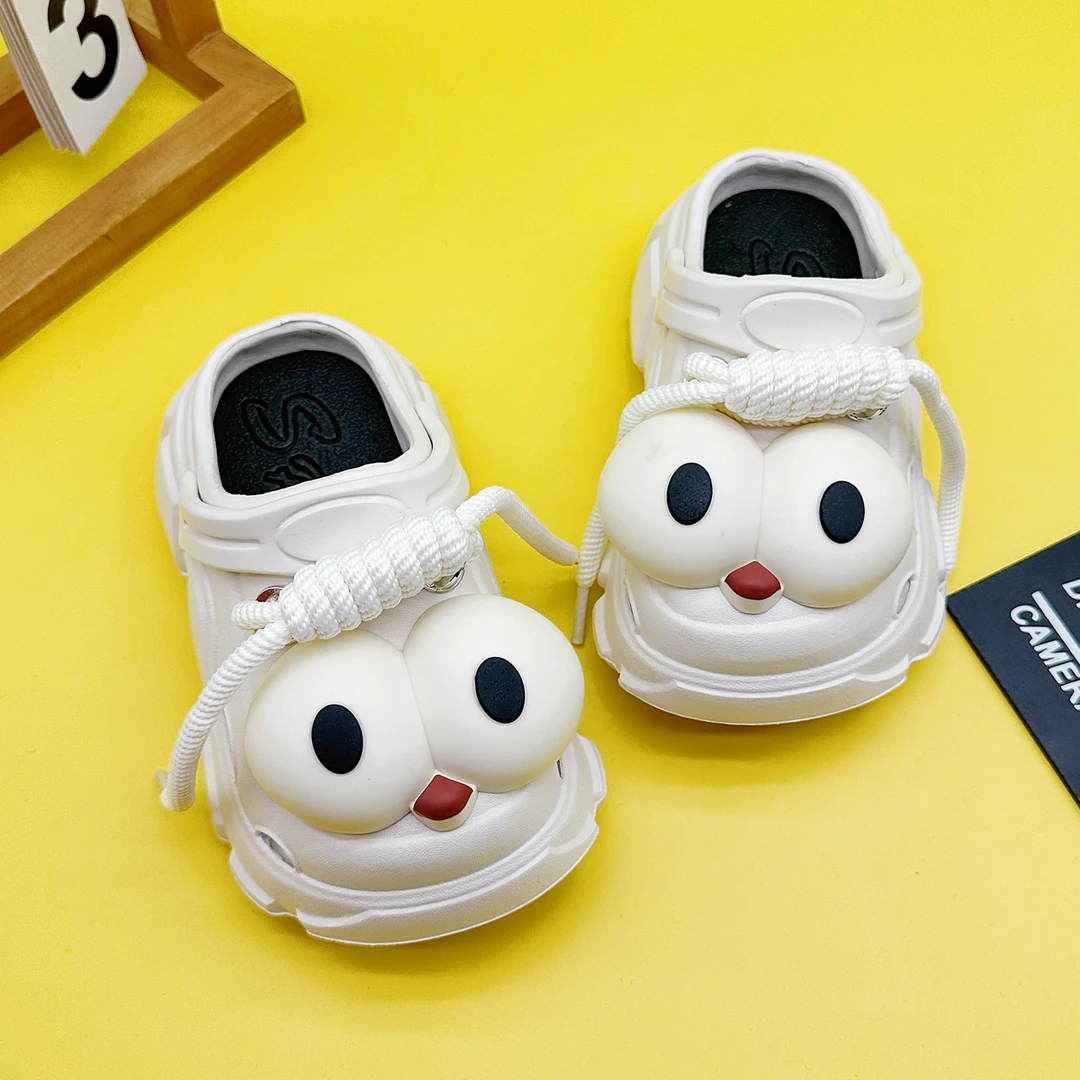 夏季卡通大眼睛eva洞洞鞋男女童新款亲子拖鞋软底防滑包头凉鞋