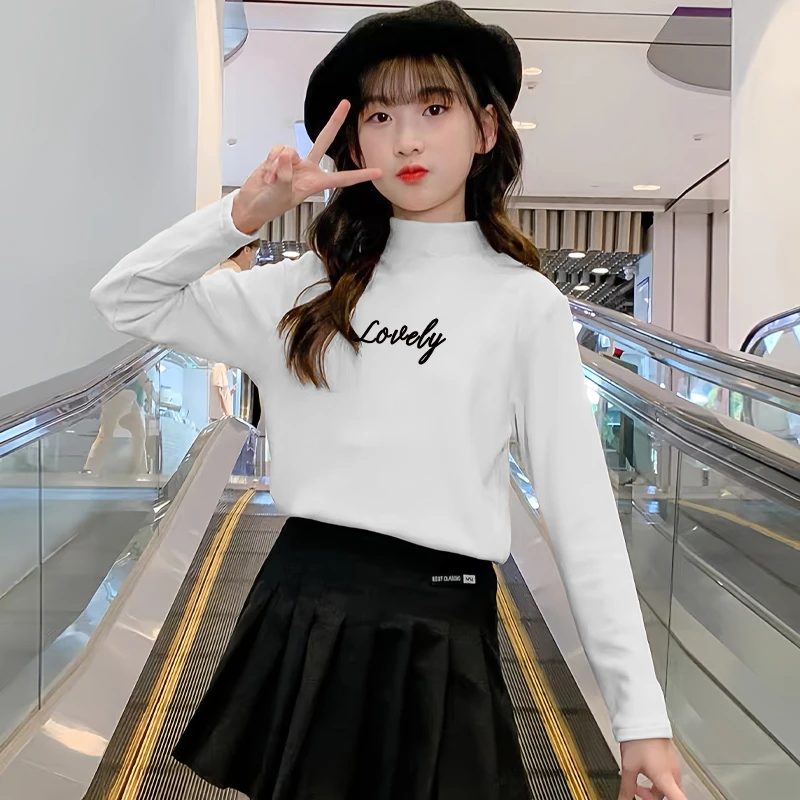 高品质童装10-15岁女童半高领德绒打底衫加绒加厚保暖内衣秋冬潮