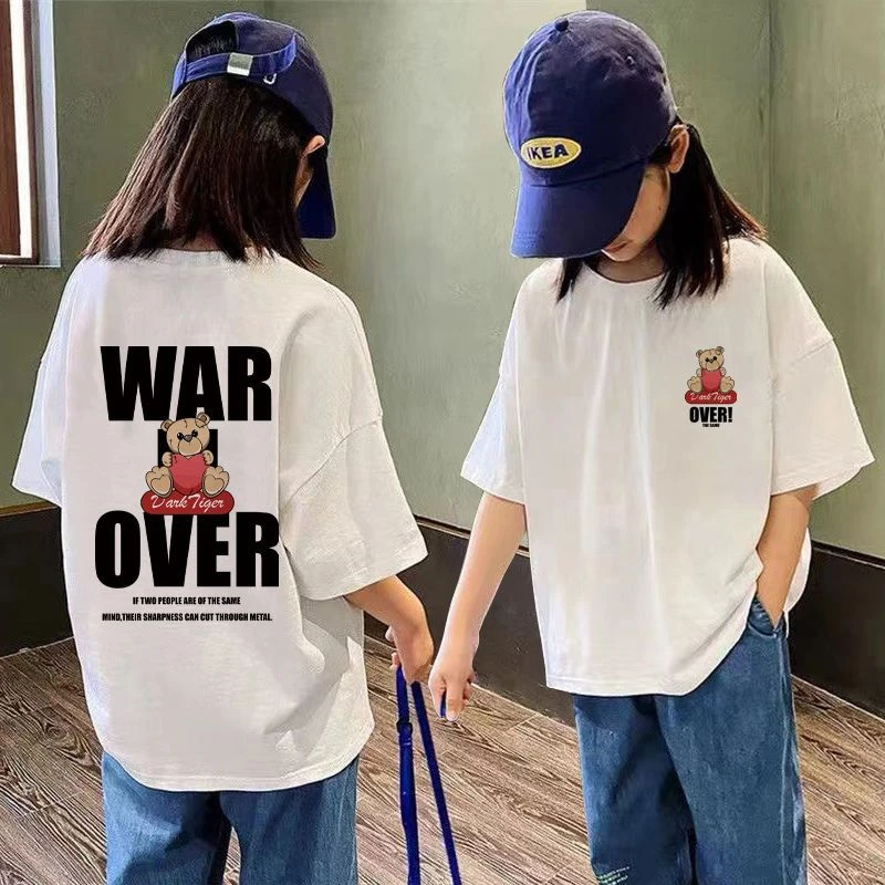 女童童装潮款中大童时髦独特街潮儿童洋气时尚半袖学生印花ins