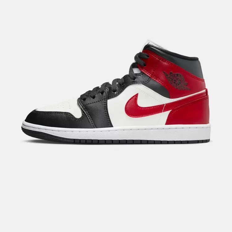 AIR JORDAN官方正品AJ1黑红脚趾中帮经典休闲女鞋板鞋 BQ6472-160