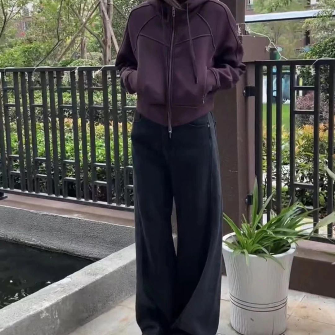 时尚洋气秋冬加厚显瘦上衣女牛仔裤套装休闲百搭宽松