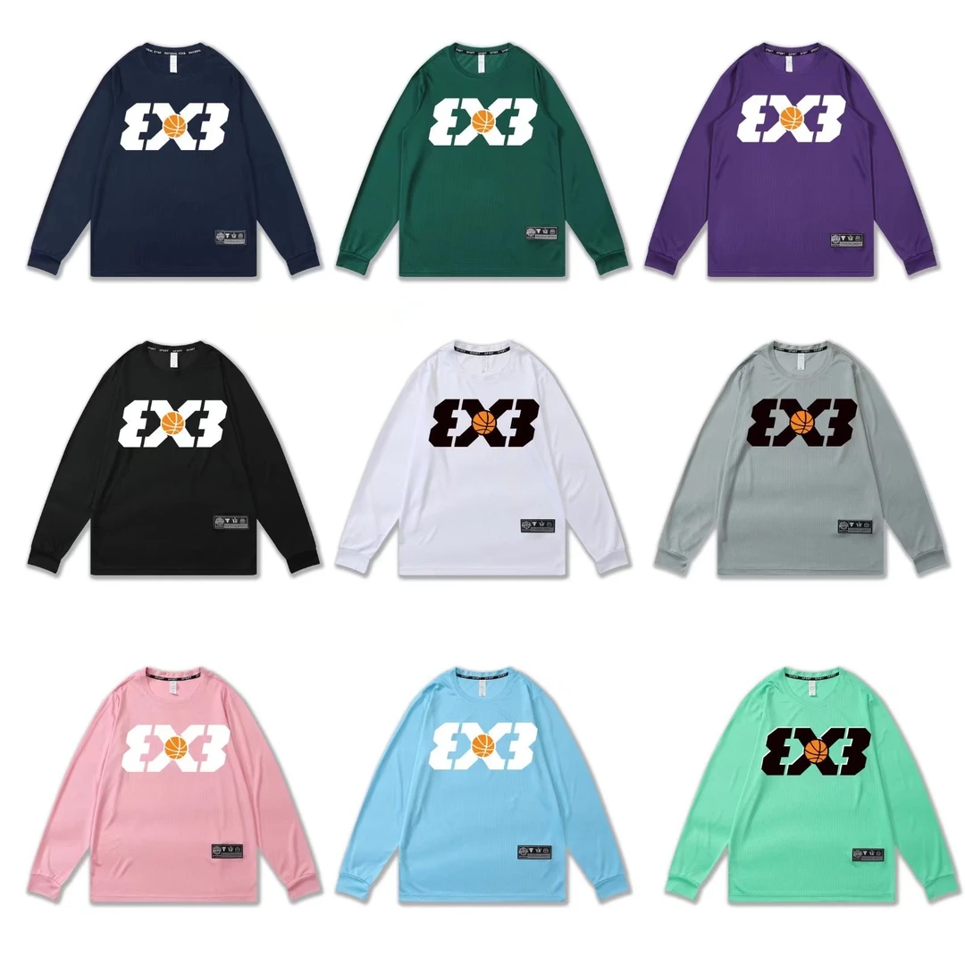 美式运动篮球长袖投篮服USA美国队宽松圆领3X3排汗T恤速干衣