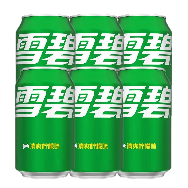雪碧柠檬味330ml*6罐碳酸饮料含汽汽水易拉罐装可口可乐出品正品