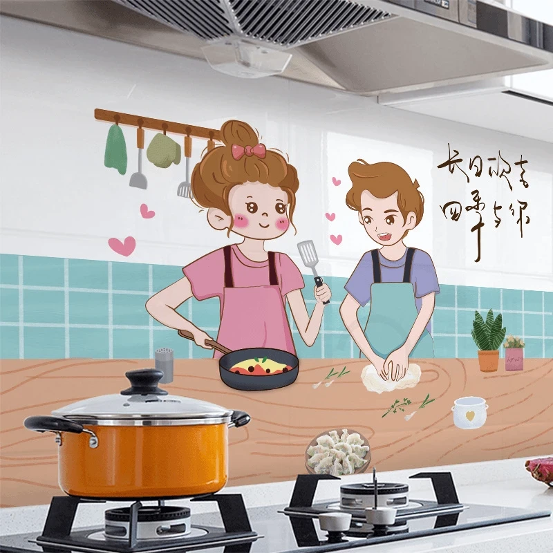 【超值6件套】厨房防油贴纸自粘厚款灶台瓷砖墙壁贴防火耐高温