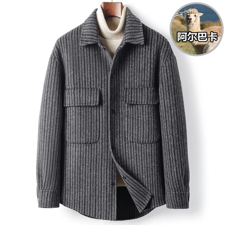 高端双面羊毛夹克男士秋冬新款纯色百搭单排扣外套高品质毛呢褂子