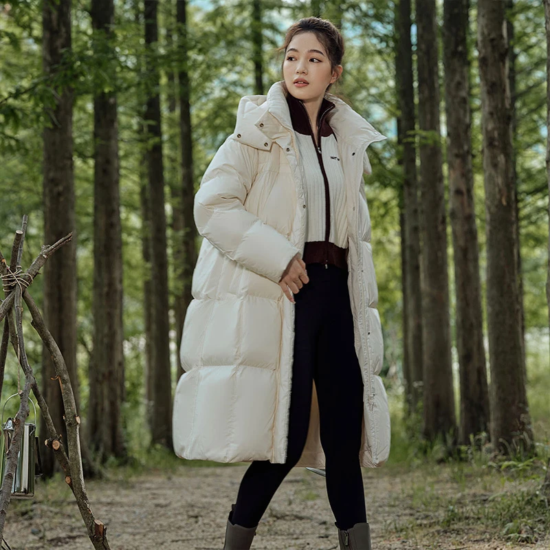 冬季韩版羽绒服户外保暖女士长款鹅绒面包服短款可脱卸帽TD236858