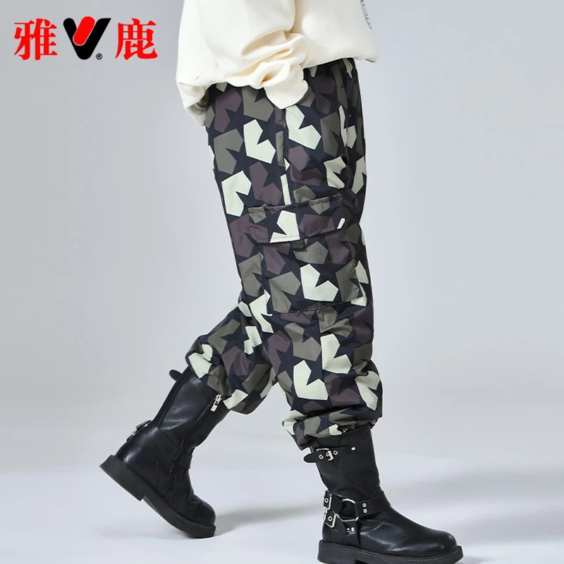 雅鹿2025新款儿童羽绒裤男童女童宝宝冬季加厚外穿大童冬天长裤子