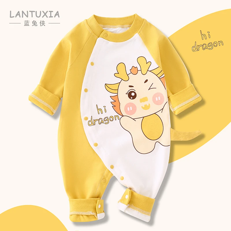 婴儿连体衣春秋纯棉衣服宝宝外出秋装打底衣服新生儿薄款长袖哈衣