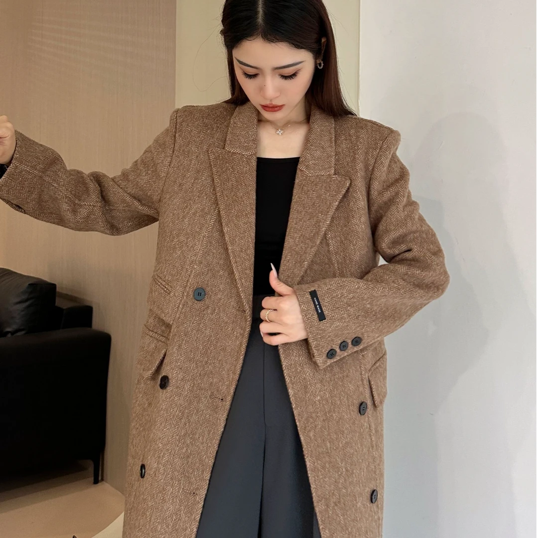 NAJIE/奈街【日落弥漫】2024秋冬设计师款双面绵羊毛宽松长款大衣