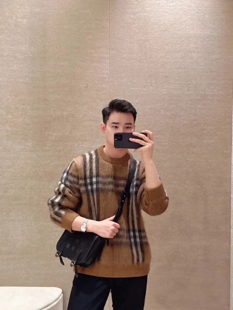 【TC轻奢】秋冬新款格子慵懒风针织条纹毛衣加厚保暖时尚百搭毛衣