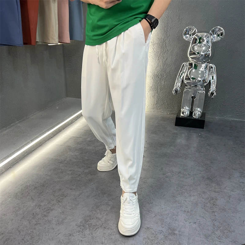 2025秋季新品系带百搭休闲时尚男士速干纯色小西裤薄款休闲裤