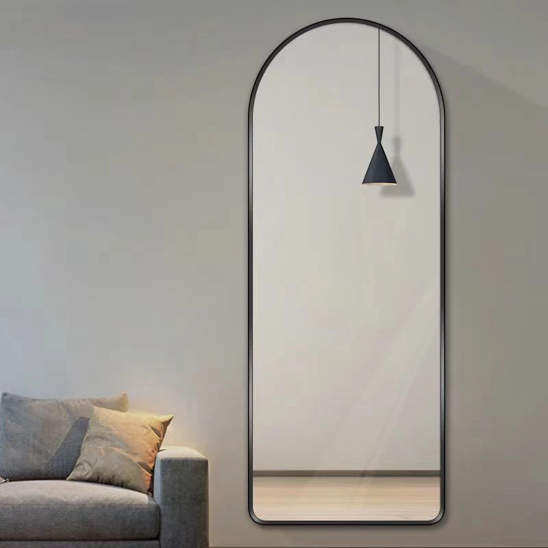 2.8厚拉丝边框拱门形服装店穿衣镜家用女生卧室壁挂式落地试衣镜