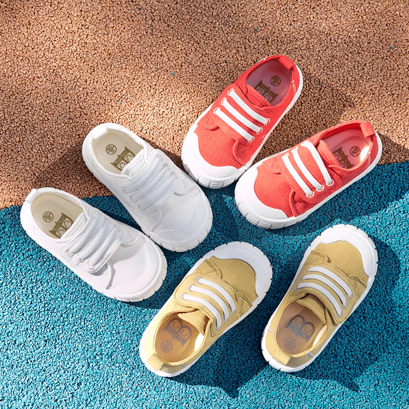 M1&M2男女童帆布小盖子百搭童鞋低帮魔术贴软底帆布鞋