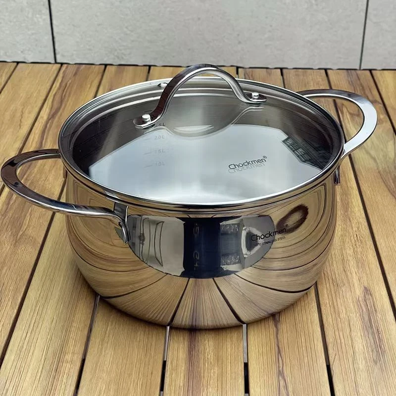 卓德铭18/10不锈钢20*11CM双耳汤锅蒸煮锅电磁炉燃气通用