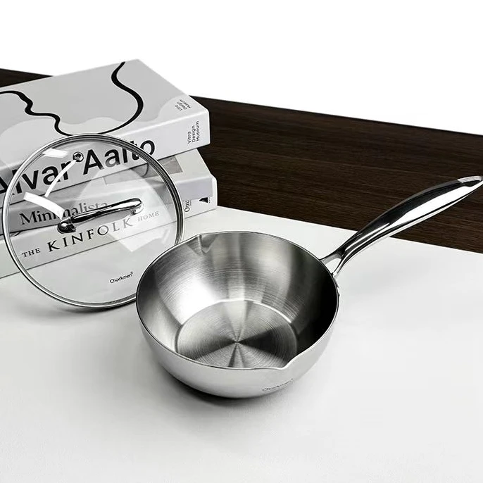 卓德铭德系18/10不锈钢16*8单柄双嘴奶锅加厚辅食锅