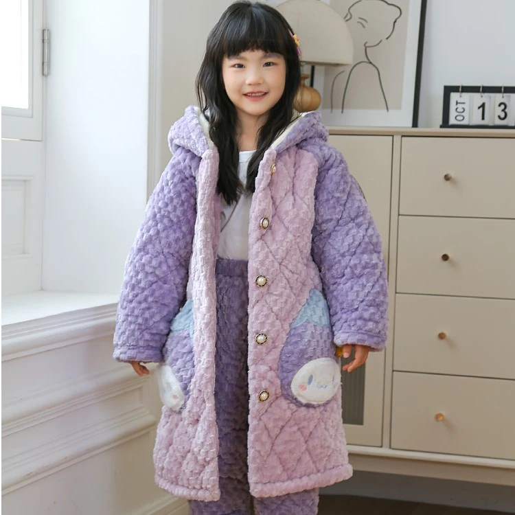 B1004冬季睡衣套装连帽可爱绣花家居服时尚套装可外穿