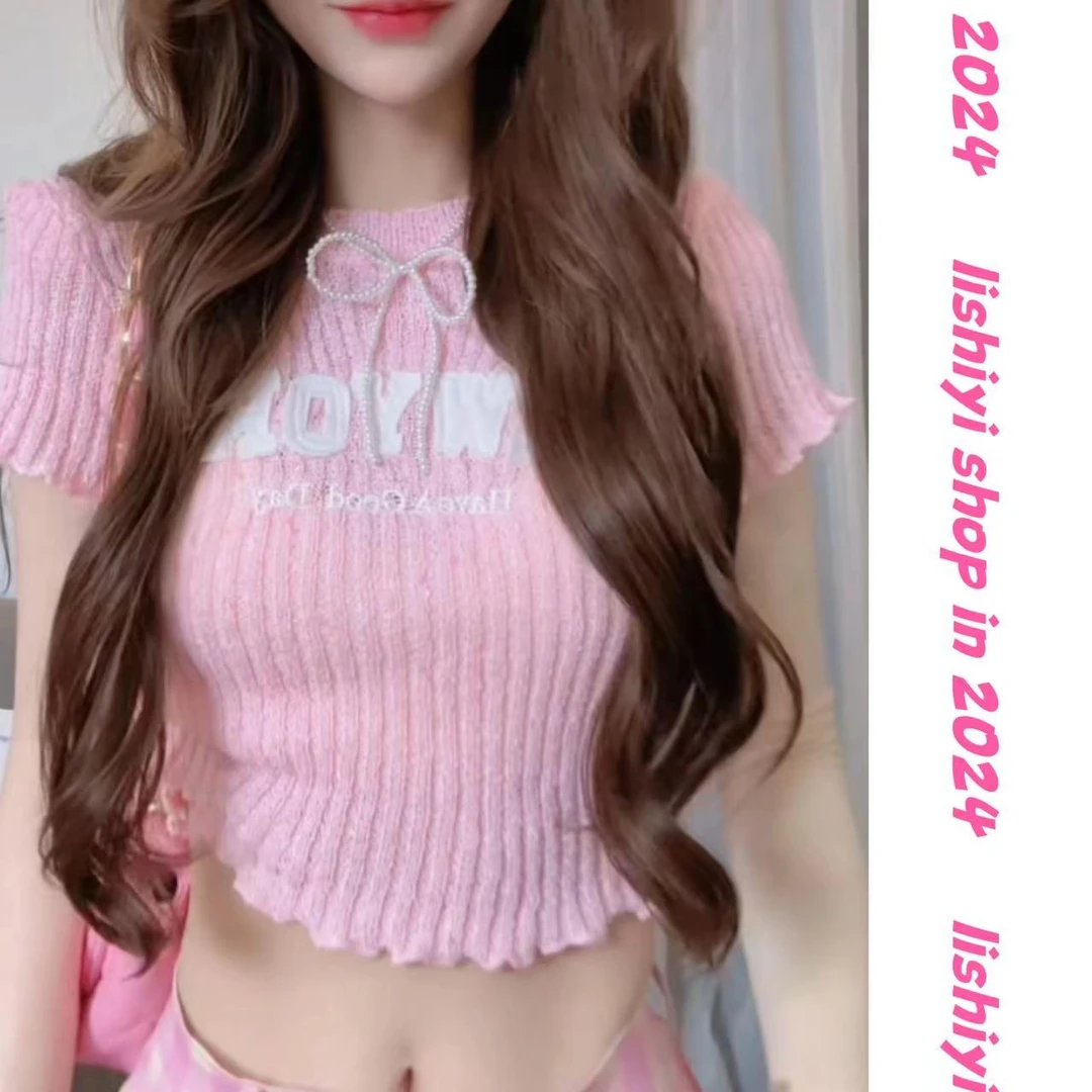 李十一【字母】字母刺绣针织上衣  （有垫肩）