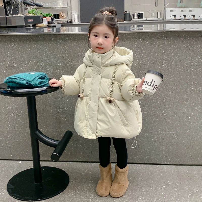 女童羽绒服冬装2025新款洋气中长款女孩白鸭绒加厚外套女宝宝冬季