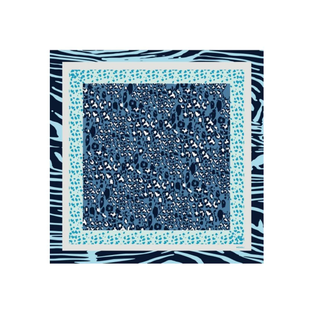 Wensli/万事利春夏豹纹复古桑蚕丝INT印花缎条绡大方巾-月光曲