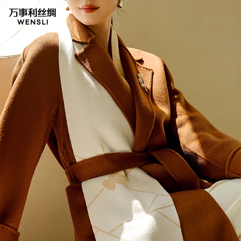 Wensli/万事利秋冬温暖时尚百搭复古披肩女INT绵羊毛围巾-舒尔