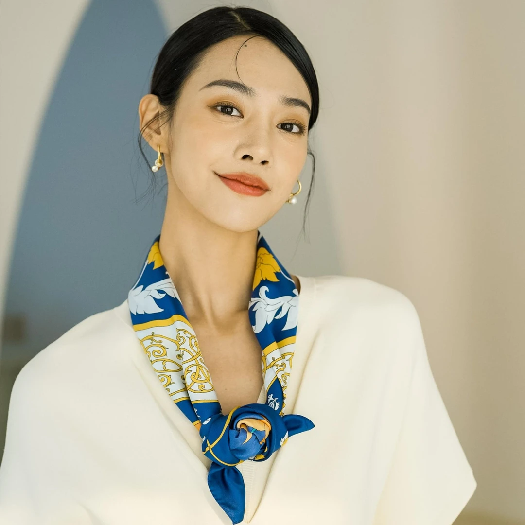 Wensli/万事利春夏时尚气质桑蚕丝INT双面印花大方巾-喜柿多多