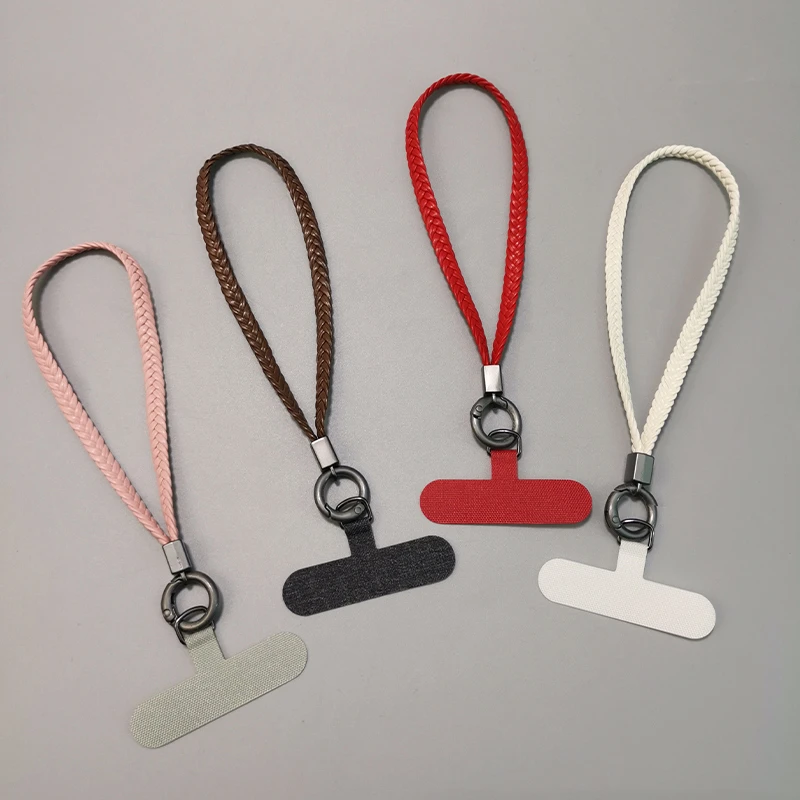 手机挂绳短款手工编织挂链皮质麻花辫女款手腕时尚挂饰结实手提绳