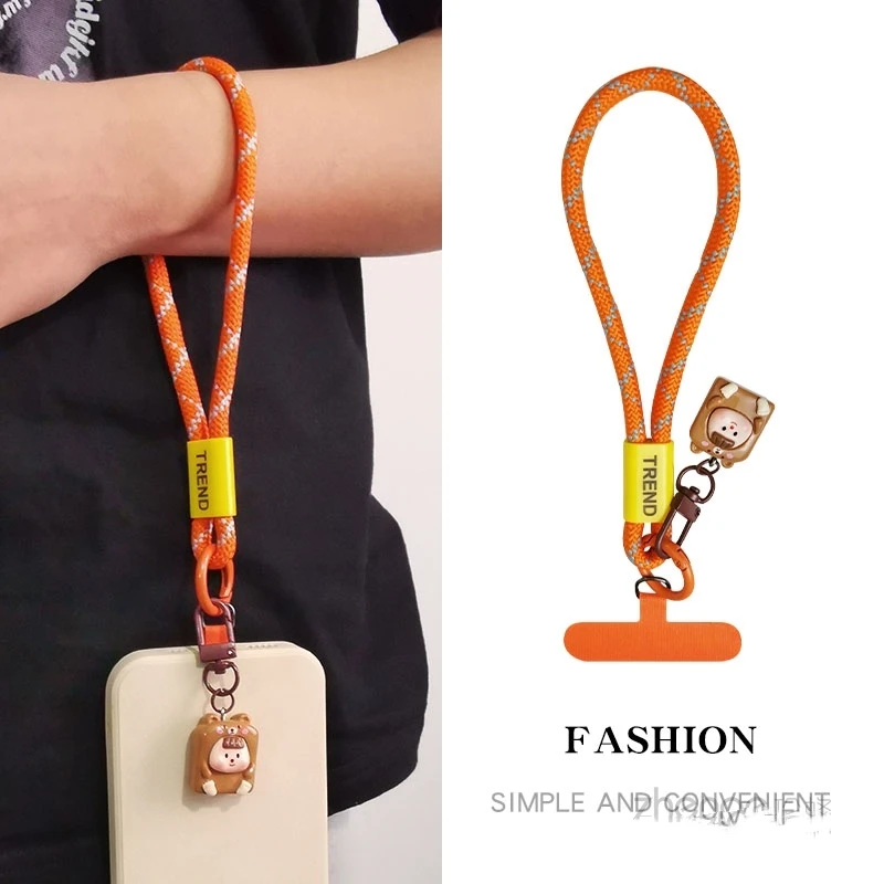 手机挂绳短款手腕手提吊绳手工编织结实挂链创意卡通吊坠防丢挂件